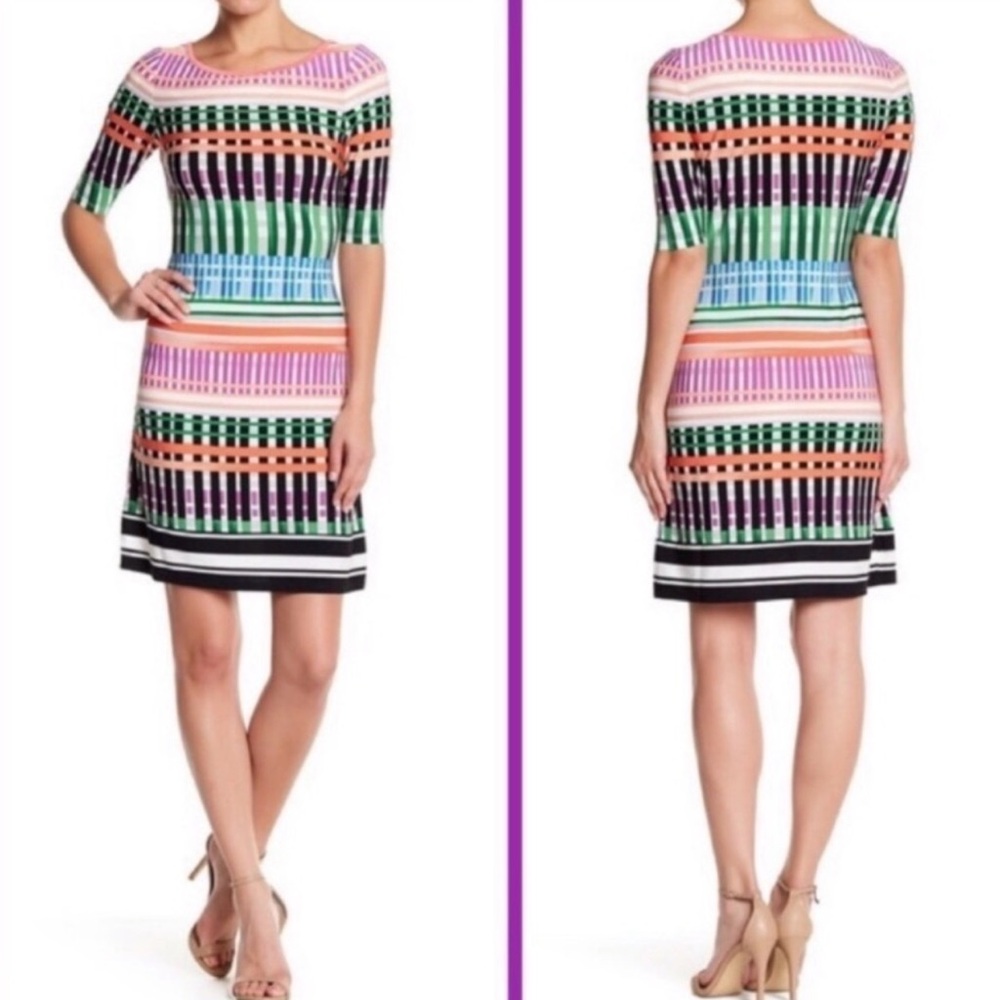 ELIZA J Multicolored Geometric Dress 4